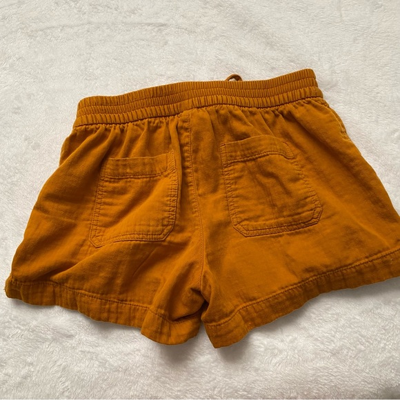 Mustard Orange Crinkled Styled Pull On Shorts - Picture 10 of 11